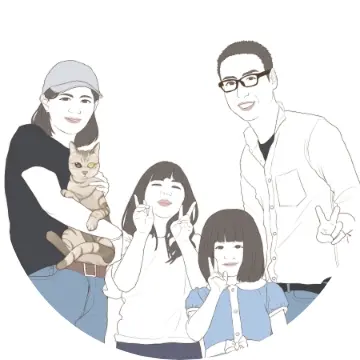 Mさまご家族のイラスト